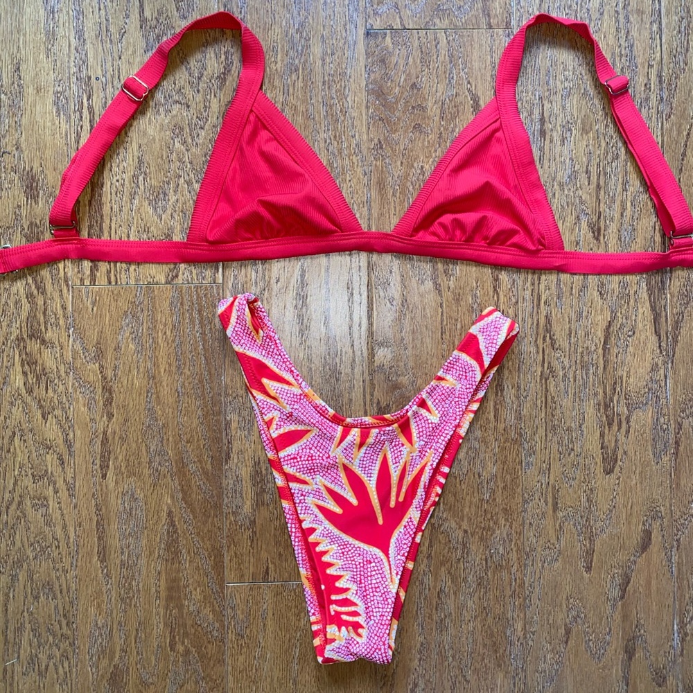 Cheeky red floral bikini